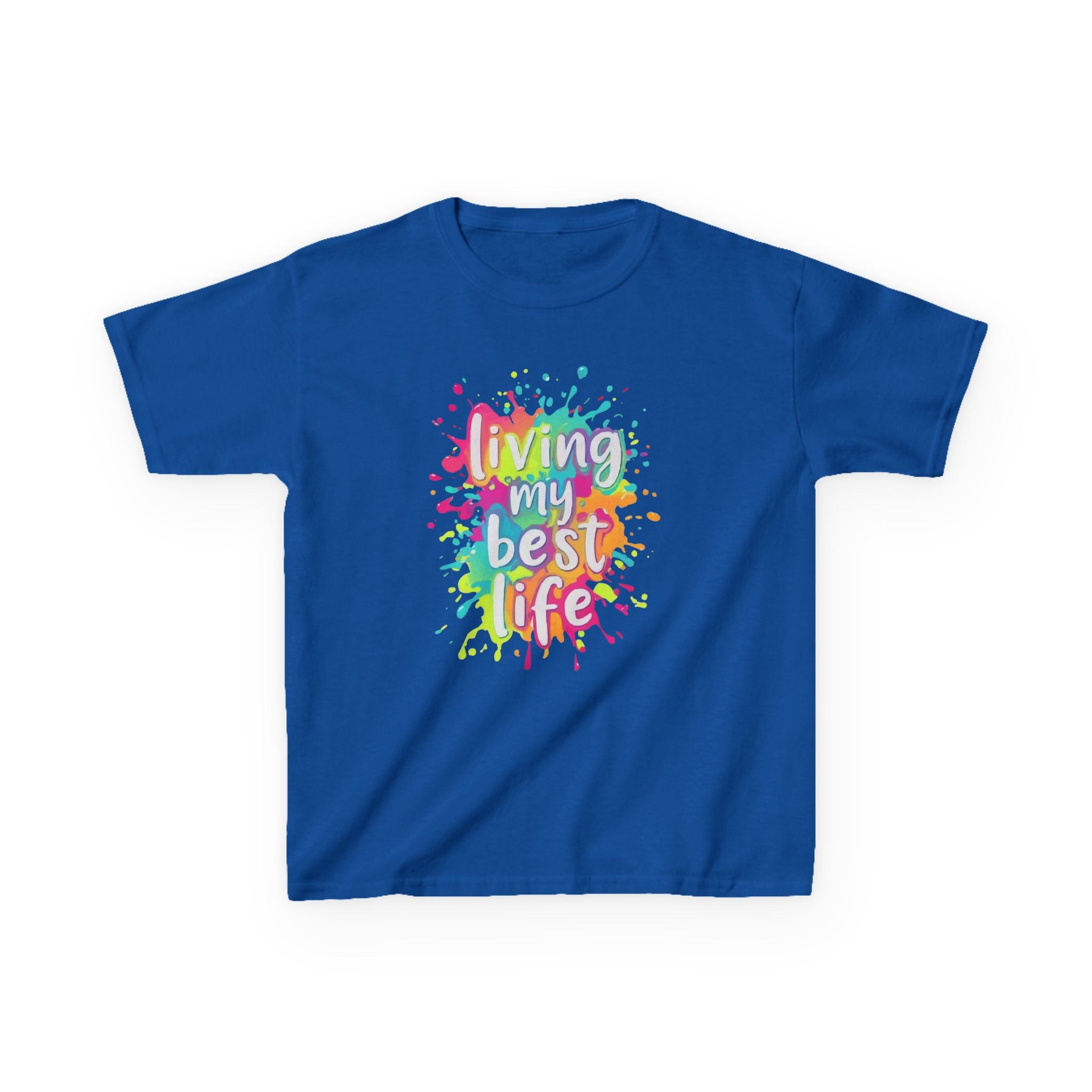 Kids T‑Shirt — "Living My Best Life" Colorful Paint Splash Tee