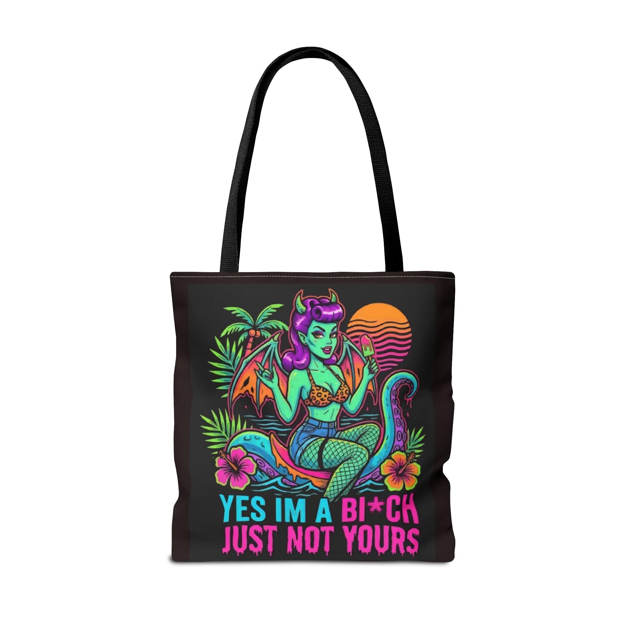 Yes I'm a Bi*ch Tote Bag — Retro Devil Girl LGBTQ+ Pride Beach Tote