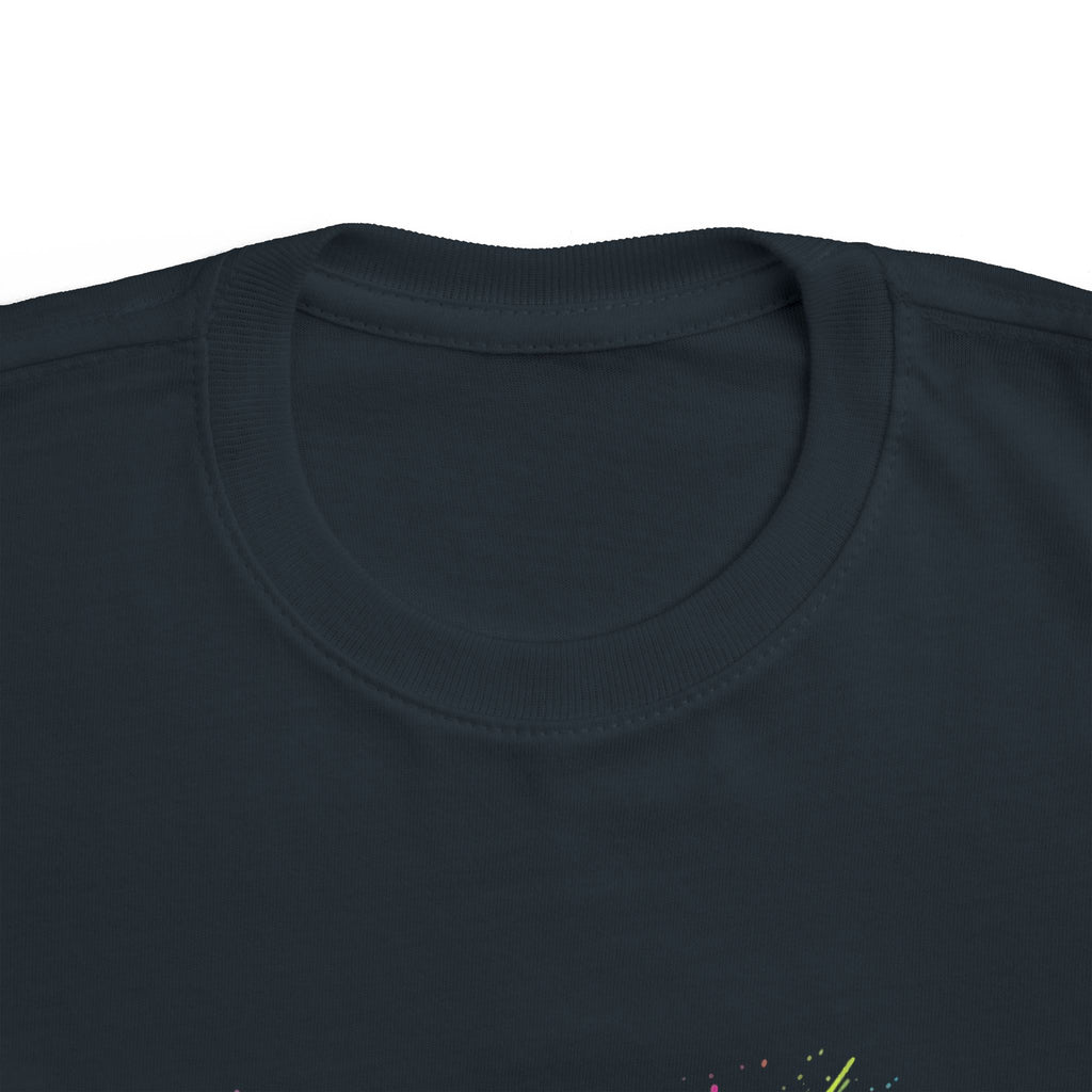 Toddler Tee — "Living My Best Life" Neon Smiley Paint Splash