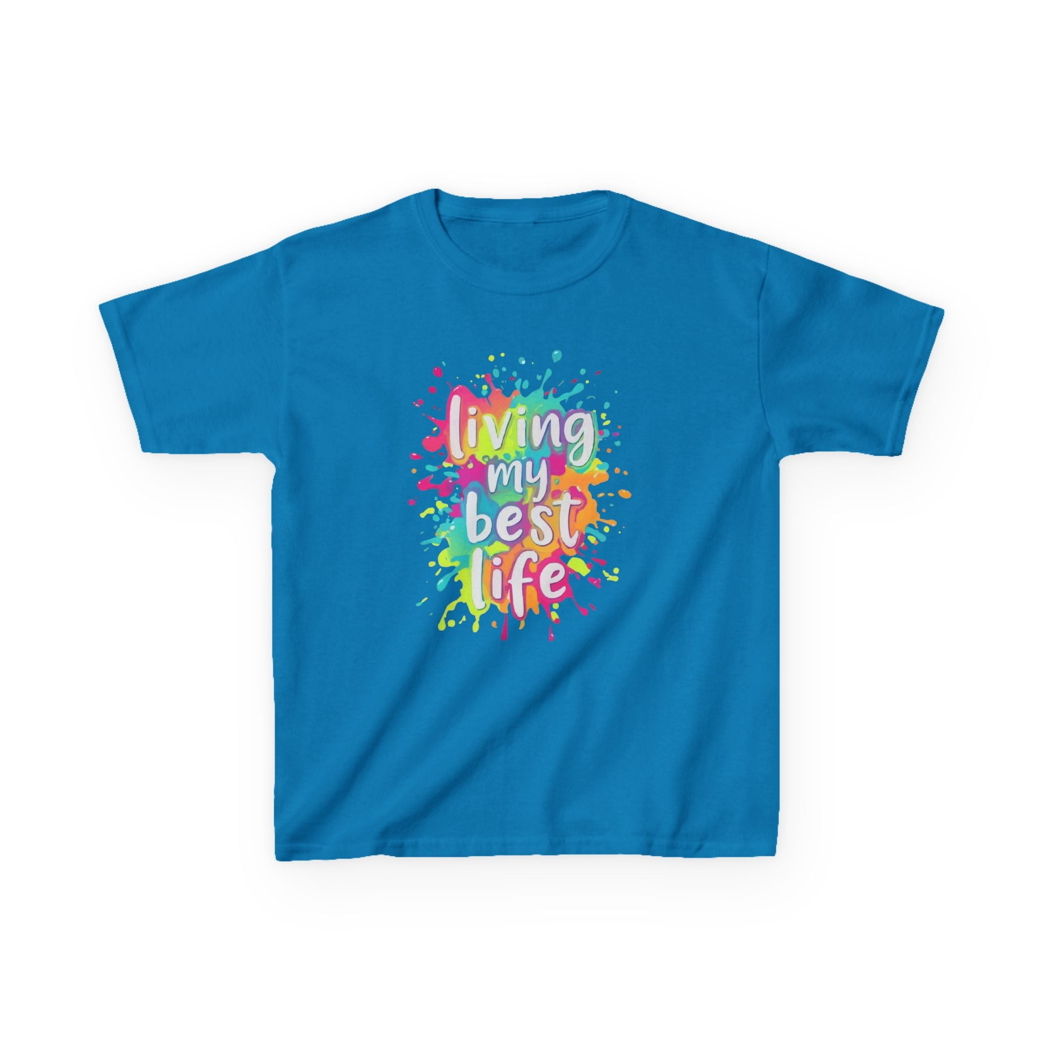 Kids T‑Shirt — "Living My Best Life" Colorful Paint Splash Tee
