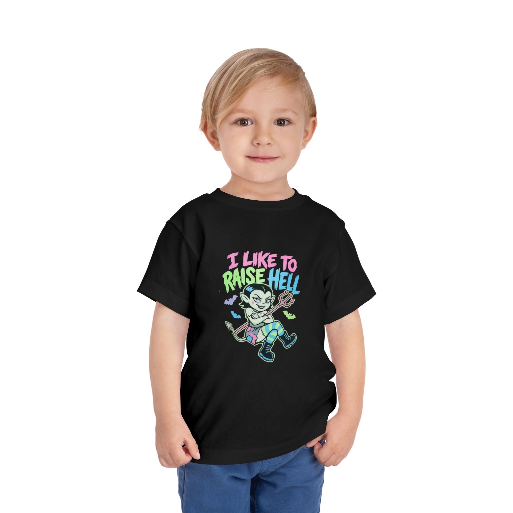 Toddler Tee - "I Like to Raise Hell" Cute Punk Vampire Graphic