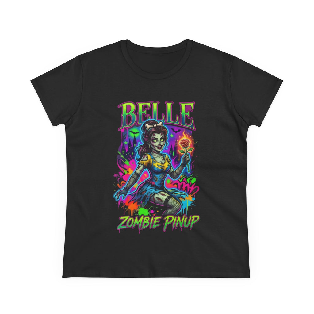 Zombie Pinup Tee — "Belle" Neon Horror Vintage Womens T-Shirt