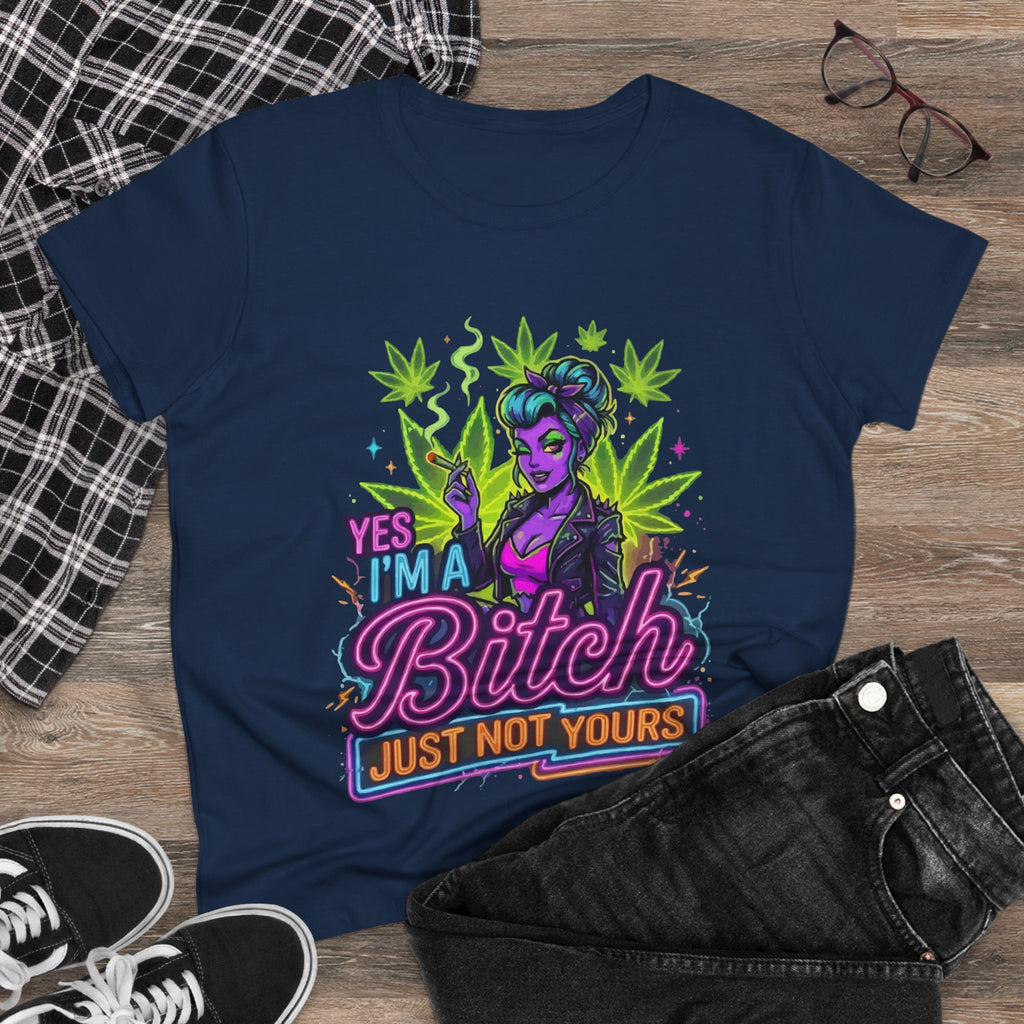 Yes I'm a Bitch T-Shirt — Bold Women's Graphic Tee with Cannabis Pin-Up Design