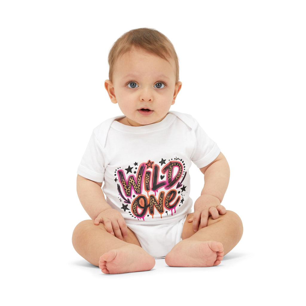 Wild One Baby Bodysuit – First Birthday Infant Onesie, Graffiti Pink "Wild One" Design