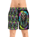Neon Pharaoh Skull Swim Shorts - Men’s Mid-Length Beach Trunks