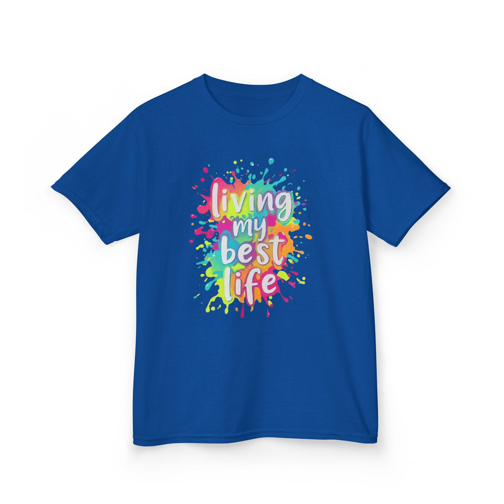 Kids T‑Shirt — "Living My Best Life" Colorful Paint Splash Tee