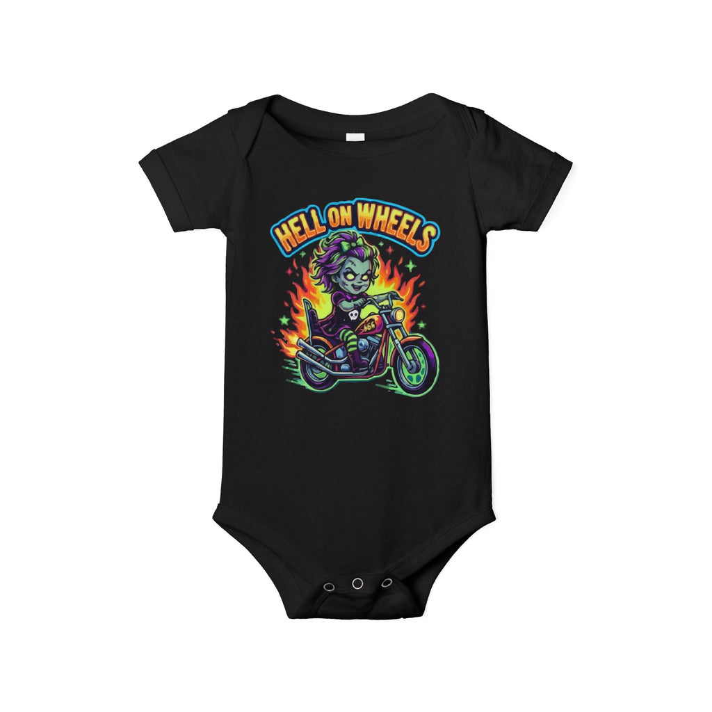 Infant Onesie - "Hell on Wheels" Baby Motorcycle Rider Graphic Bodysuit