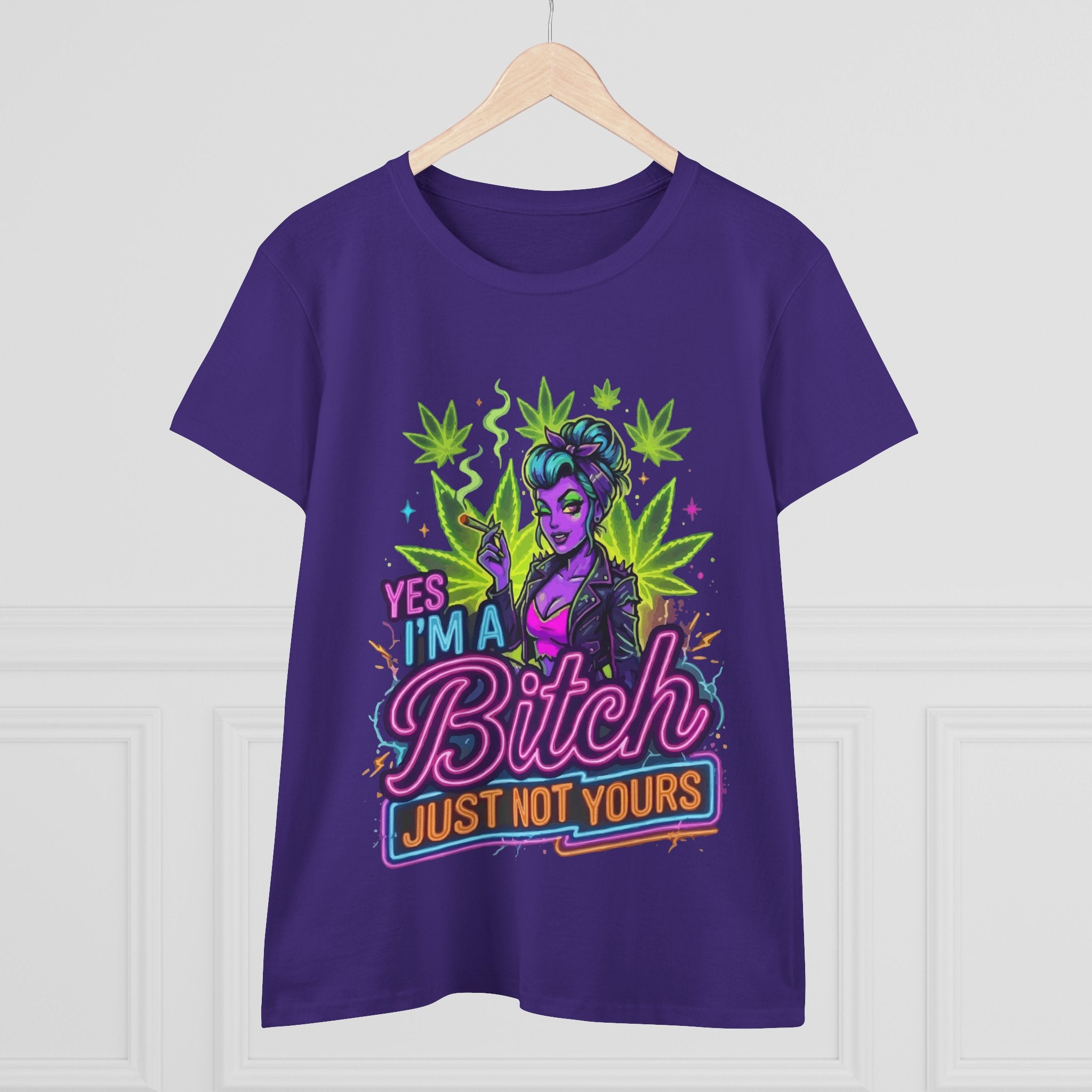 Yes I'm a Bitch T-Shirt — Bold Women's Graphic Tee with Cannabis Pin-Up Design