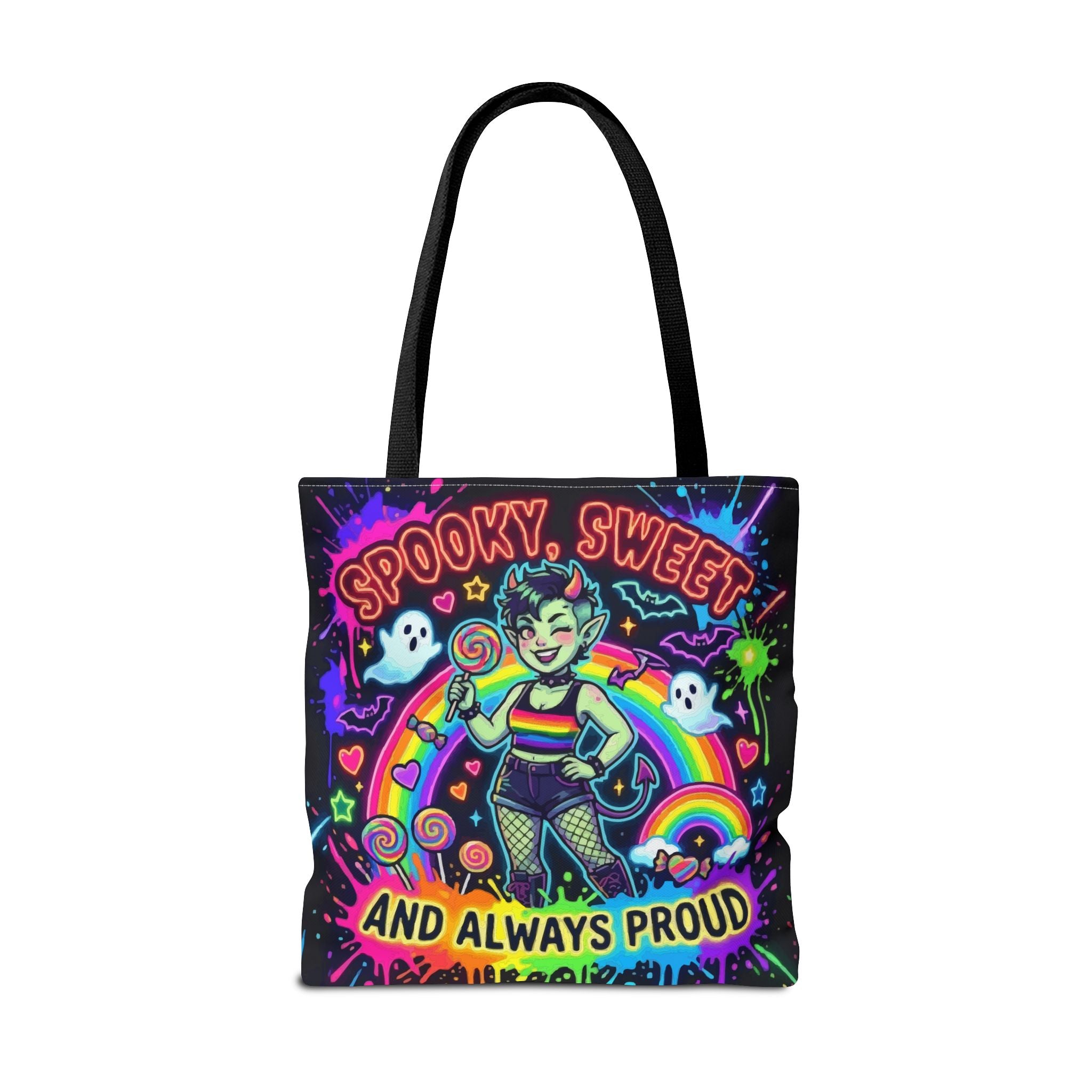 Spooky, Sweet and Always Proud Rainbow Goth Tote Bag