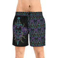 Neon Skull & Dagger Swim Shorts — Gothic Rose Men's Mid-Length Trunks