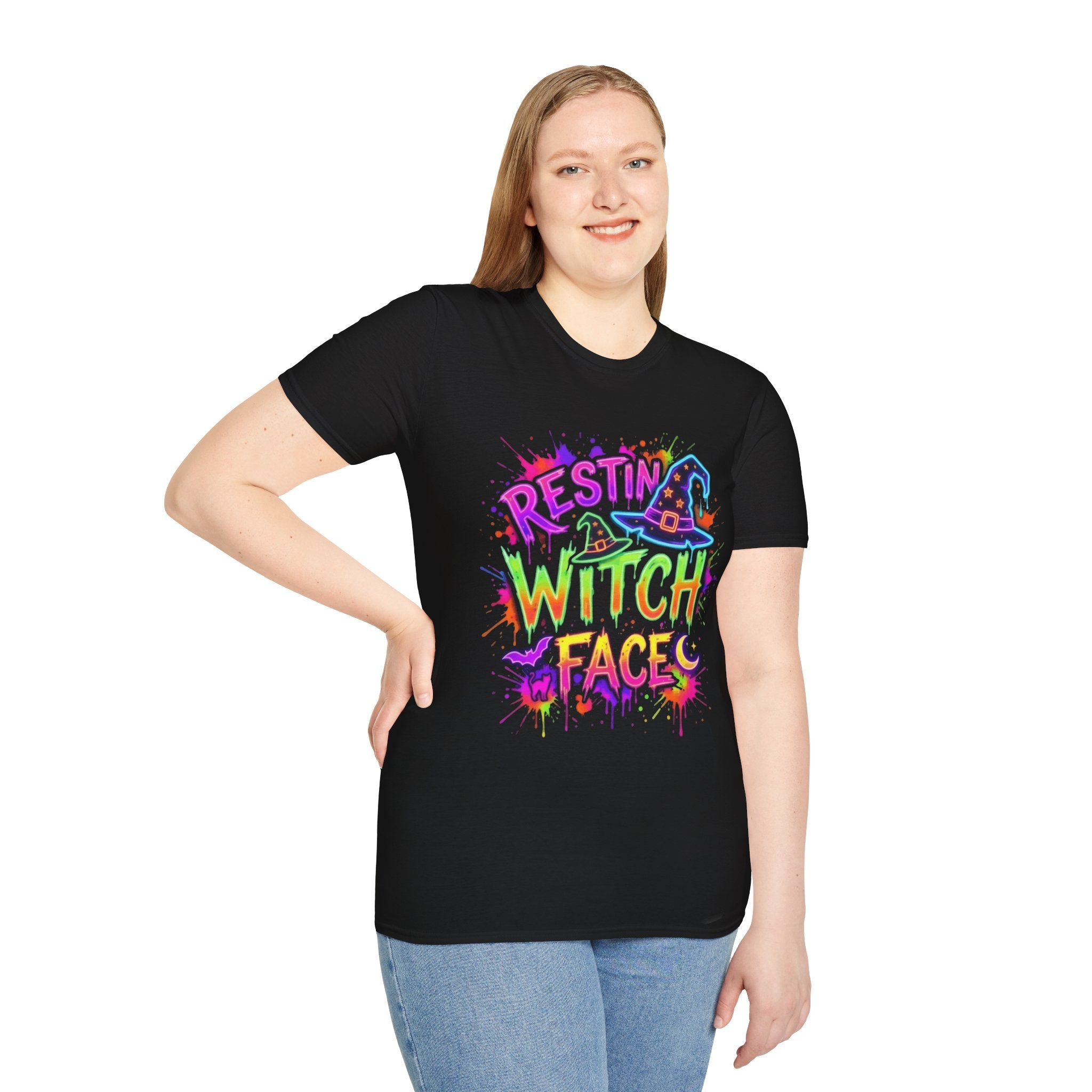 Restin' Witch Face T-Shirt — Colorful Halloween Witch Graphic Tee