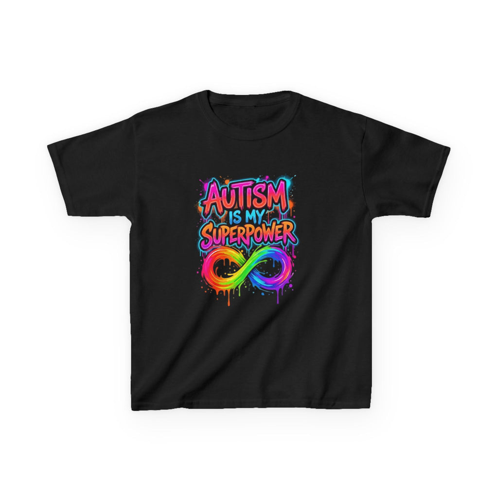 Autism Is My Superpower Kids T-Shirt — Rainbow Infinity Symbol Autism Awareness Tee