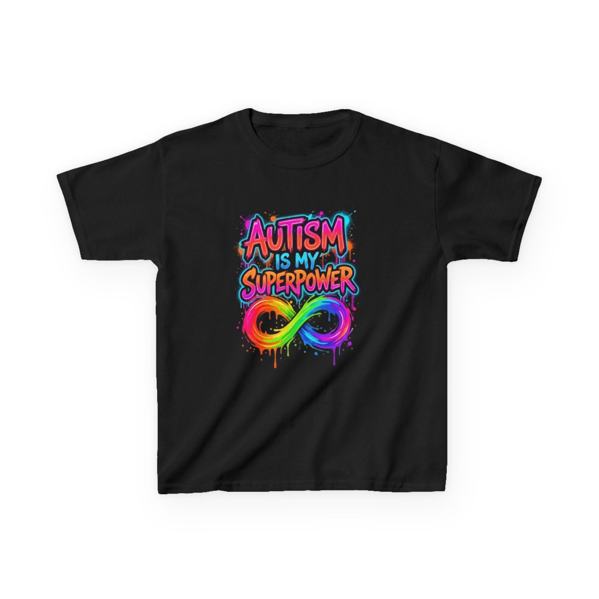 Autism Is My Superpower Kids T-Shirt — Rainbow Infinity Symbol Autism Awareness Tee