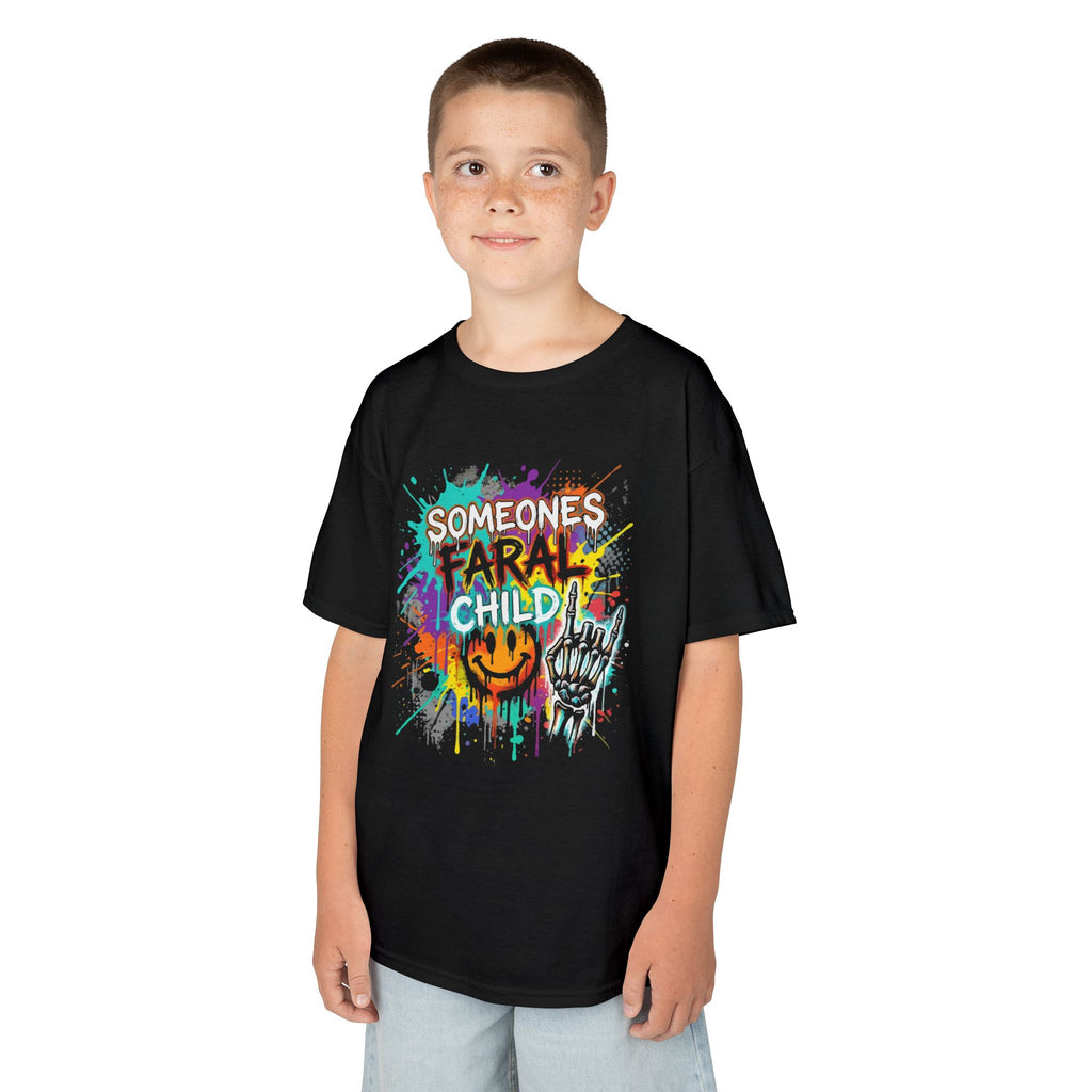 Kids T-Shirt — "Someone's A Frail Child" Colorful Halloween Skull Graphic