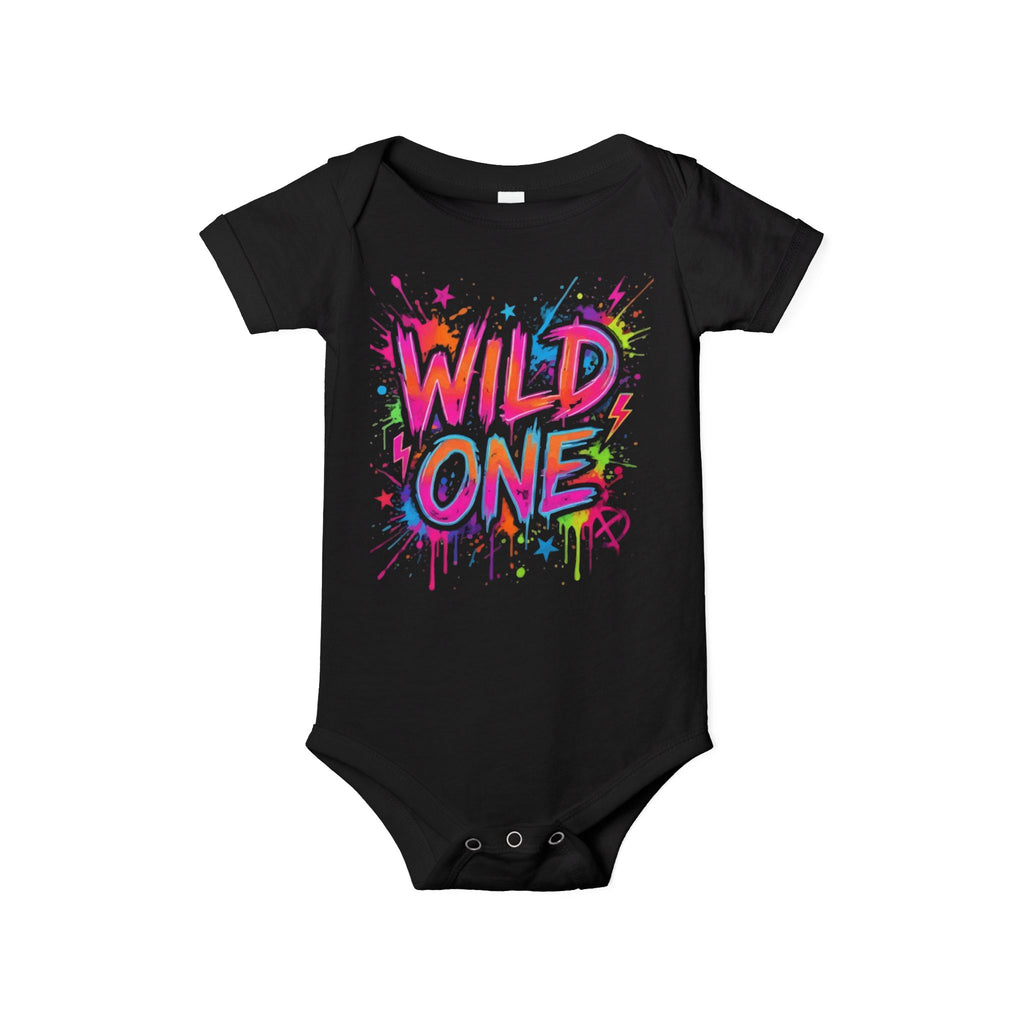 Wild One Baby Onesie - Neon Graffiti "Wild One" Infant Bodysuit, First Birthday Outfit