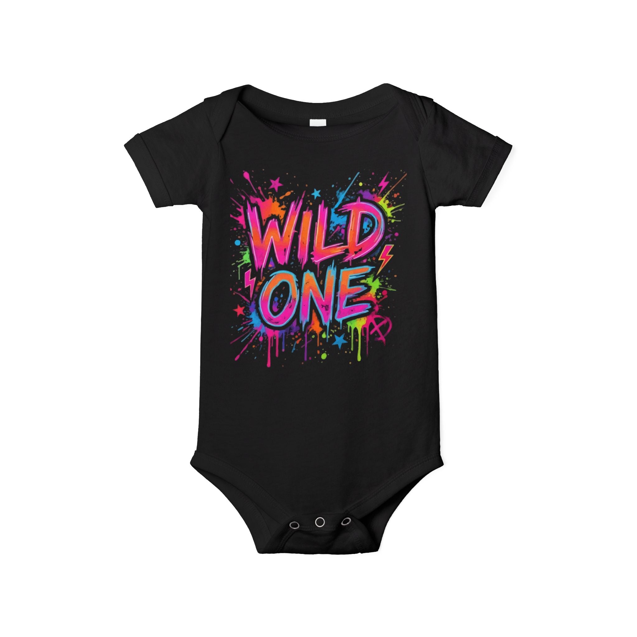 Wild One Baby Onesie - Neon Graffiti "Wild One" Infant Bodysuit, First Birthday Outfit
