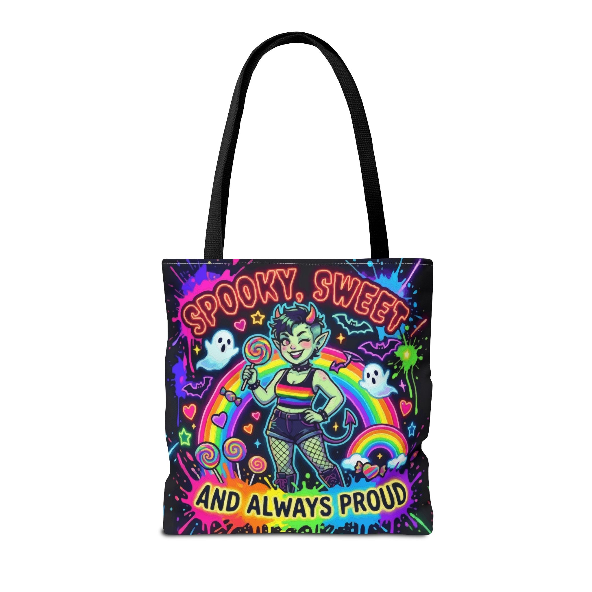 Spooky, Sweet and Always Proud Rainbow Goth Tote Bag