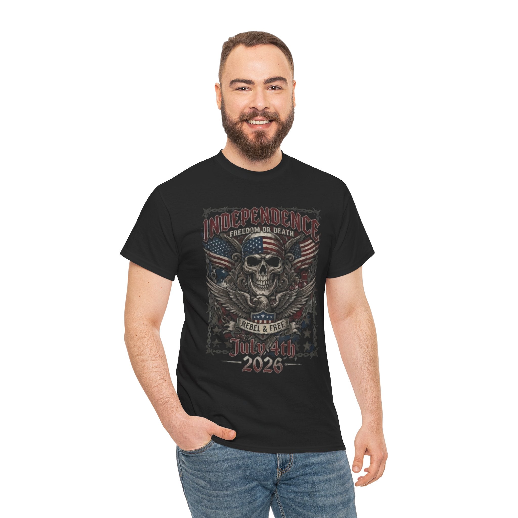 Independence Skull Tee — July 4th 2026 Patriotic Eagle Graphic T-Shirt