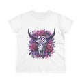 Bull Skull Rose Graphic Tee — Floral Western Women's T-Shirt