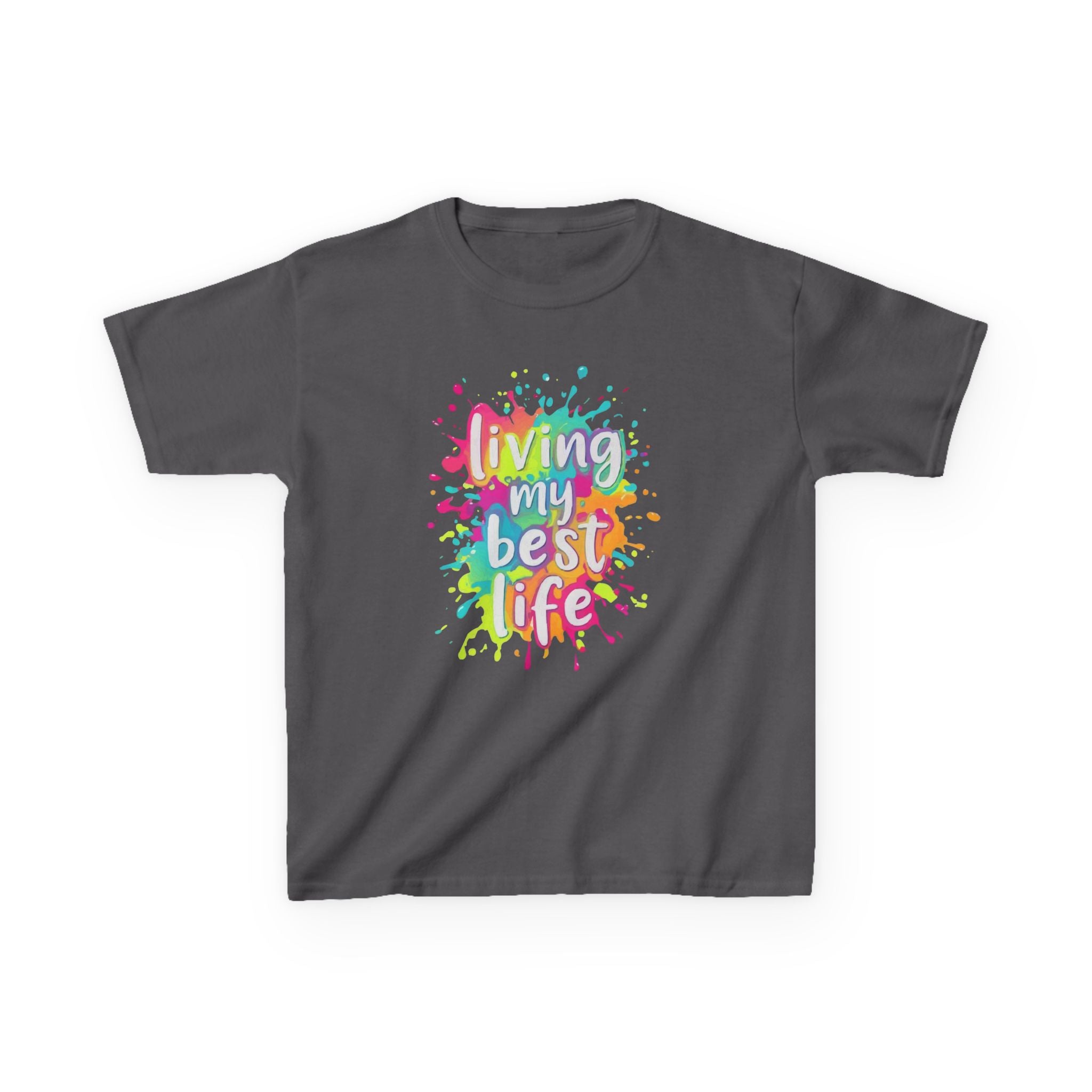 Kids T‑Shirt — "Living My Best Life" Colorful Paint Splash Tee