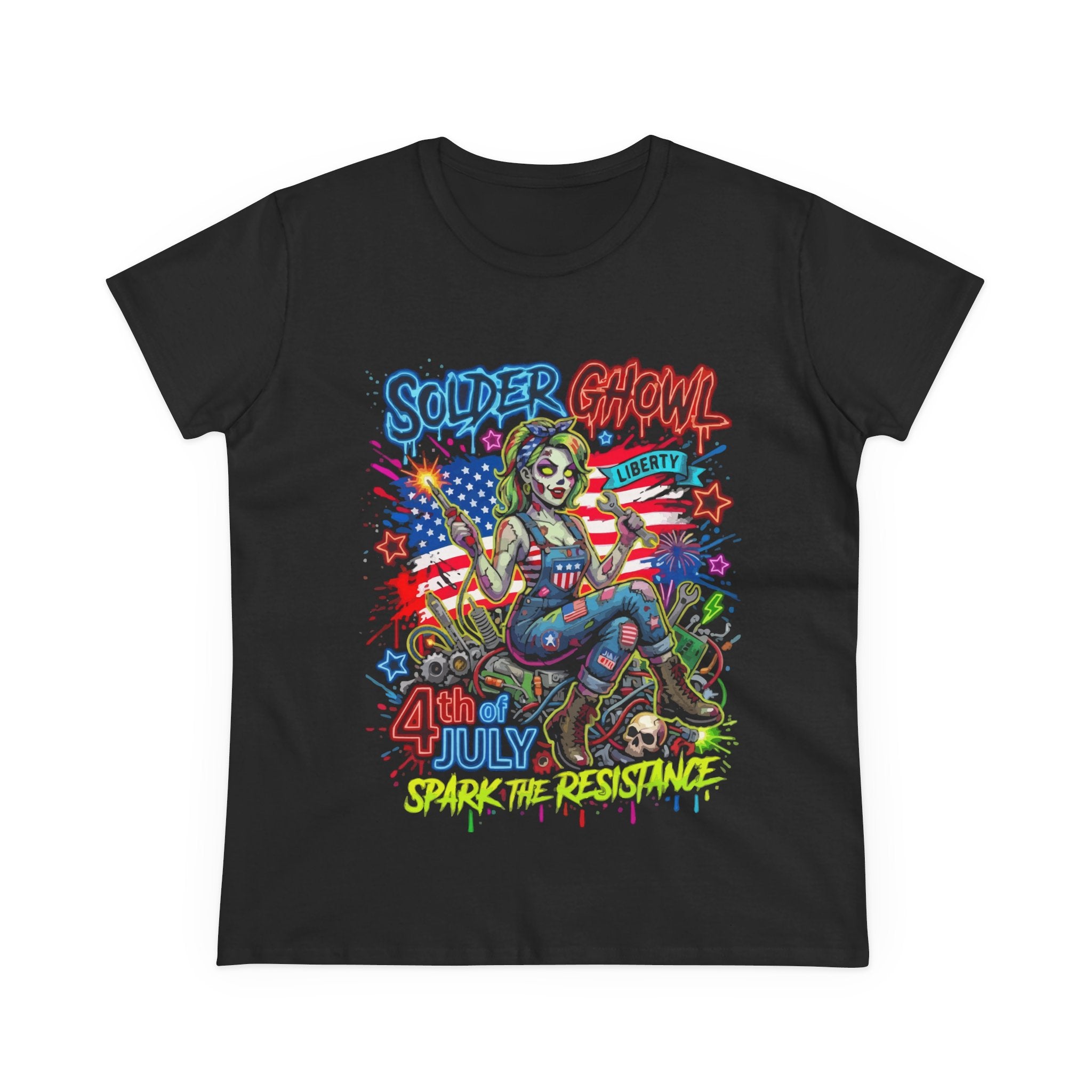 4th of July Spark the Resistance Tee — Soldier Ghoul Patriotic Women's T-Shirt
