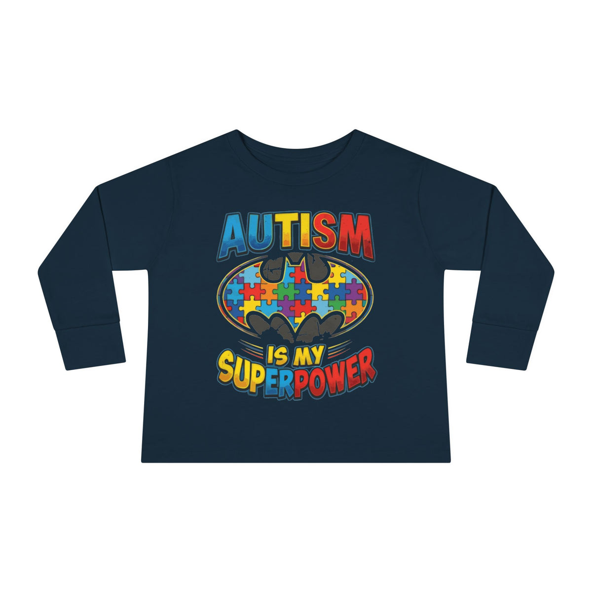 Toddler Long Sleeve Tee – Autism Is My Superpower Puzzle Piece Shirt