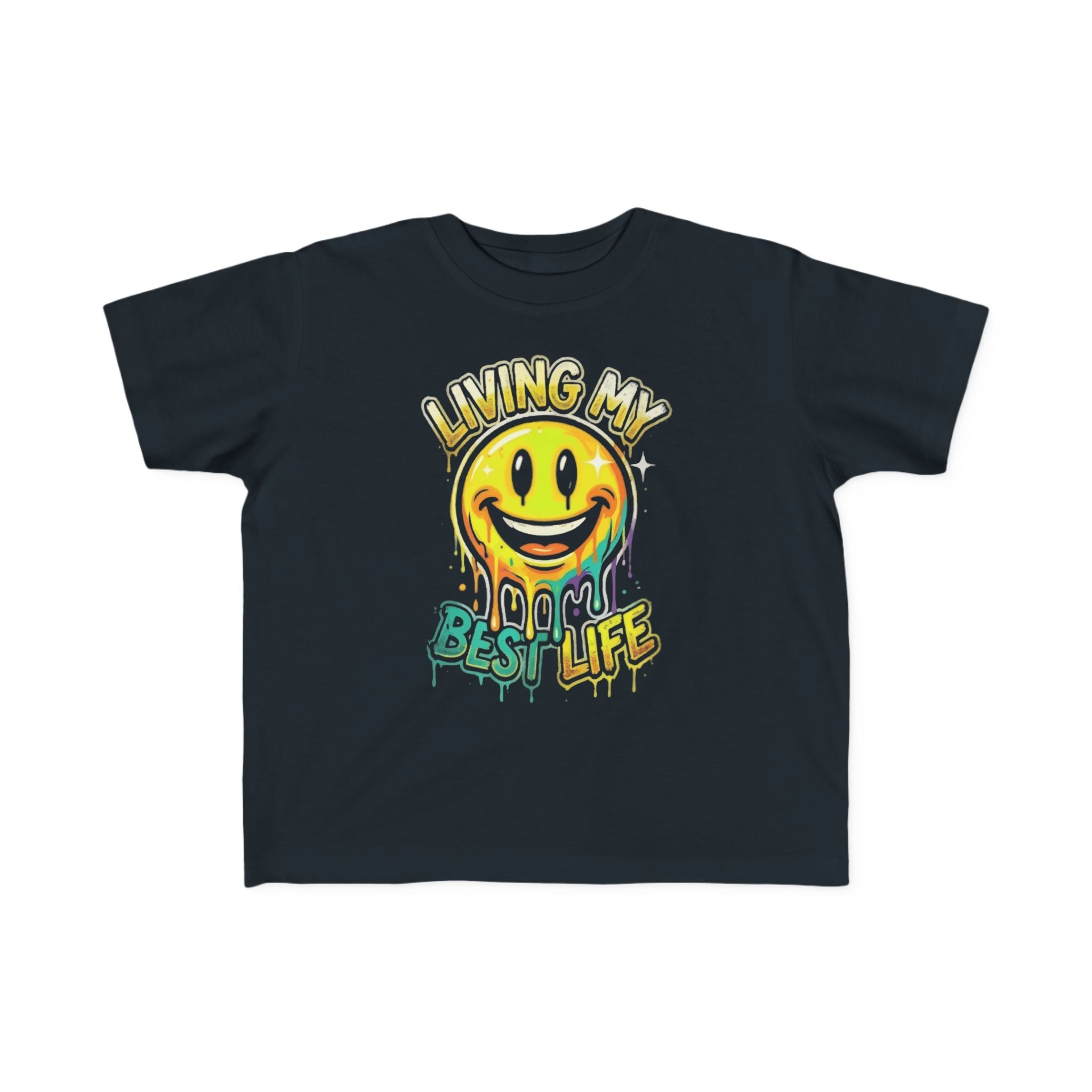 Toddler Tee — 'Living My Best Life' Smiley Graphic