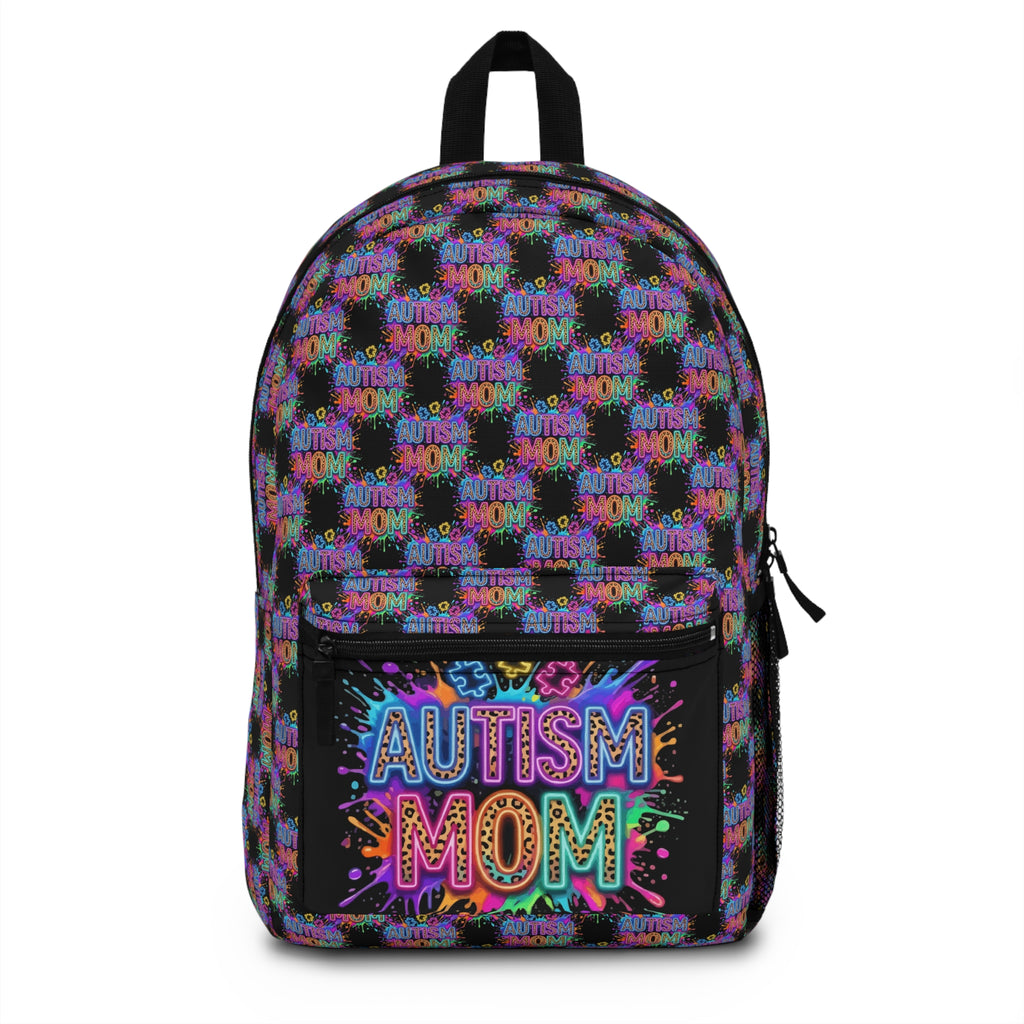 Autism Mom Backpack - Colorful Puzzle Heart Supportive Tote for Moms