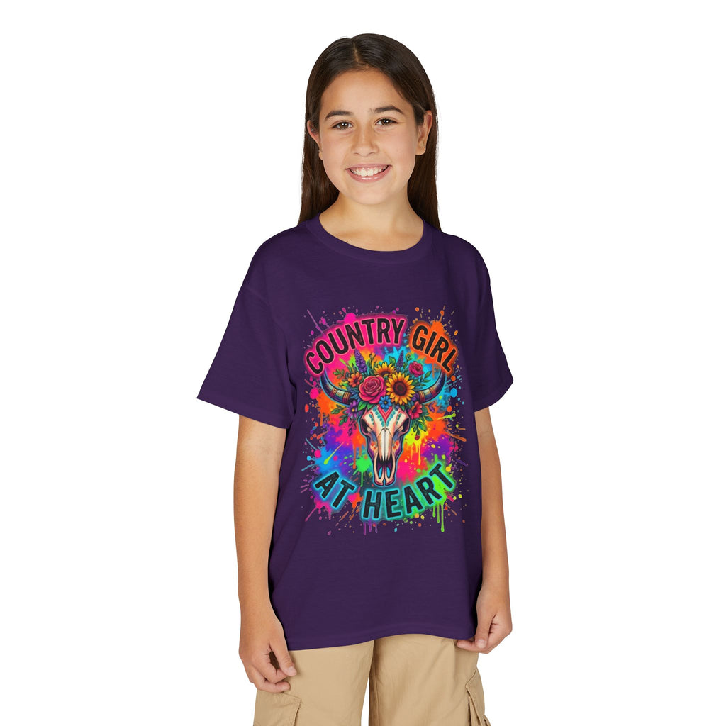Youth "Country Girl at Heart" Tie-Dye Skull T-Shirt