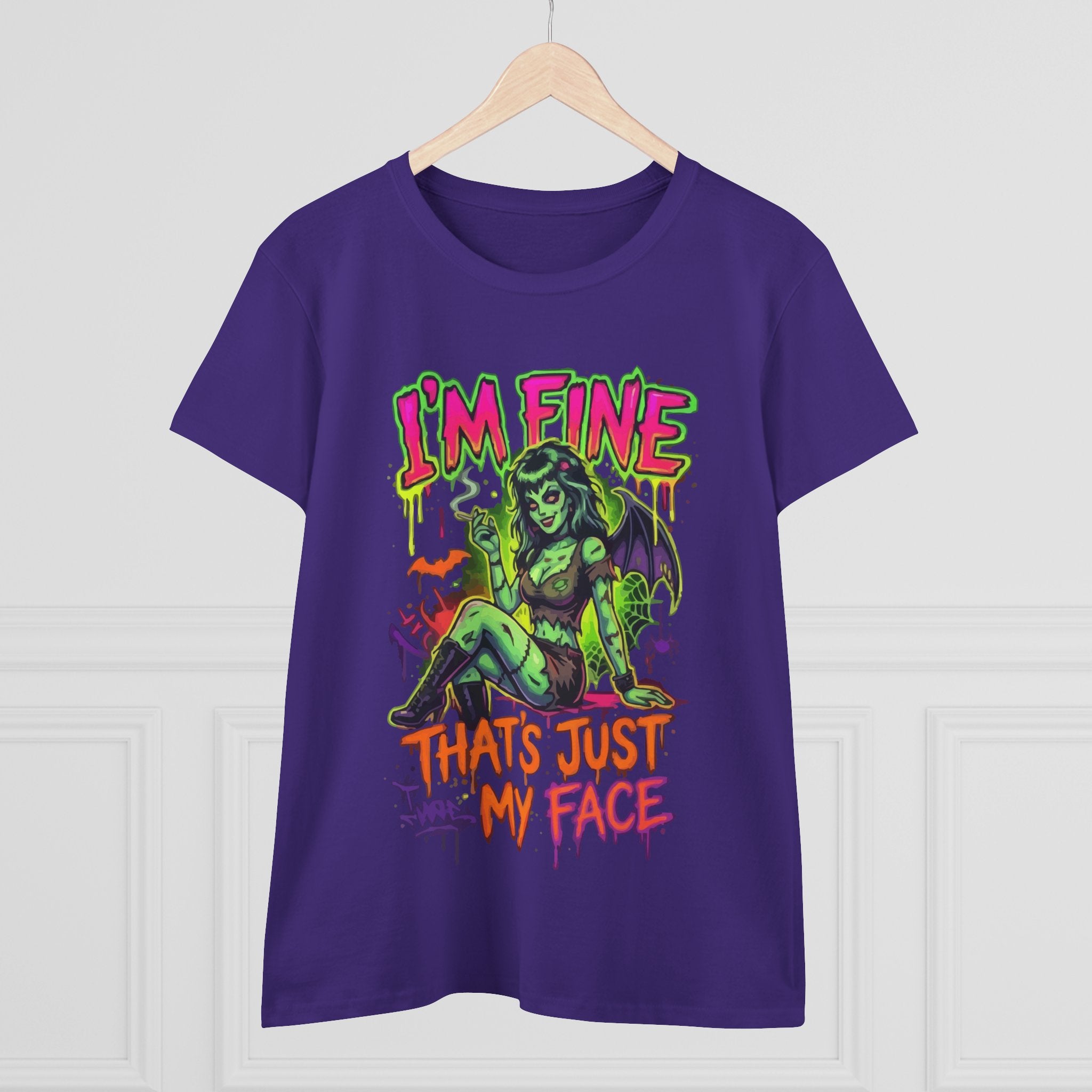 I'm Fine That's Just My Face Tee — Women's Horror Graphic T-Shirt