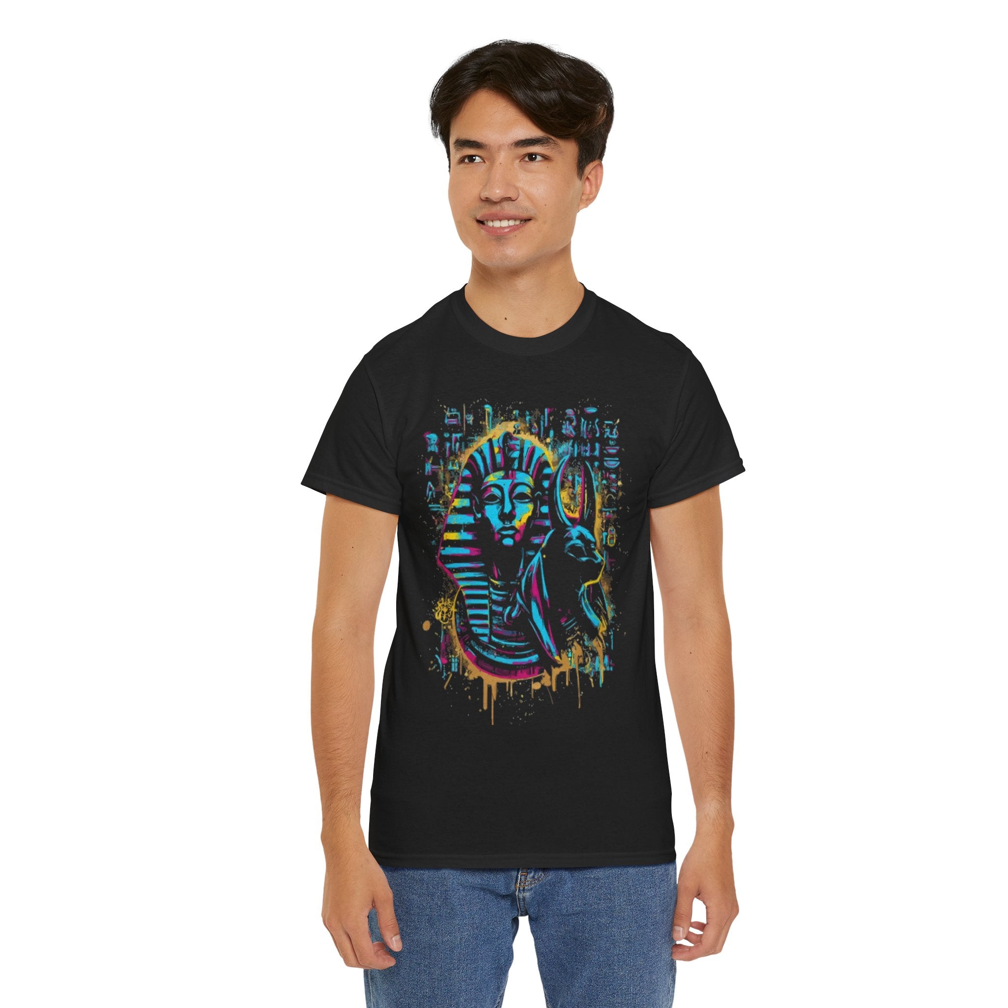 Pharaoh Street Art T-Shirt — Neon Egyptian King Graphic Tee