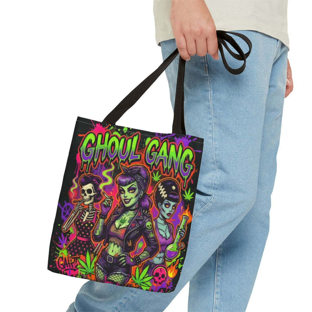 Ghoul Gang Tote Bag — Neon Retro Halloween Horror Tote