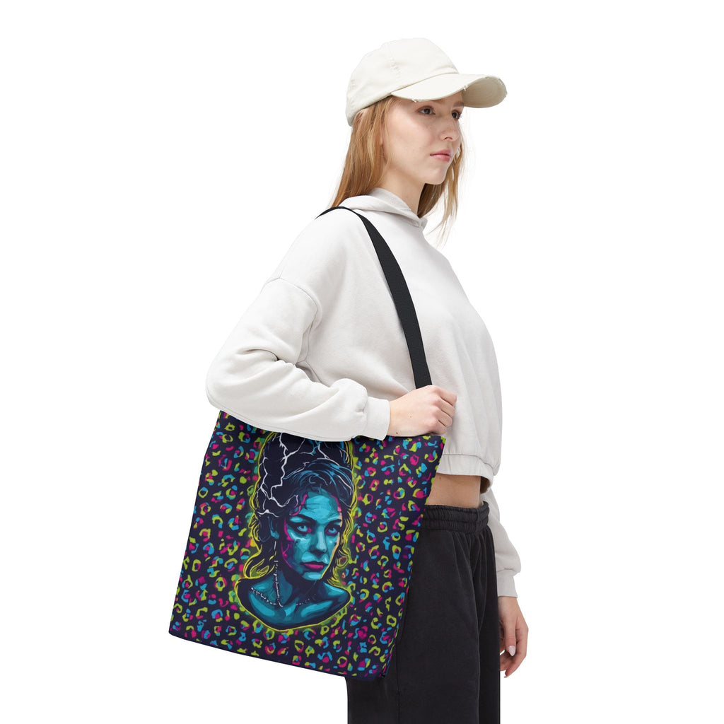 Neon Bride of Frankenstein Tote Bag - Retro Pop Art All-Over Print