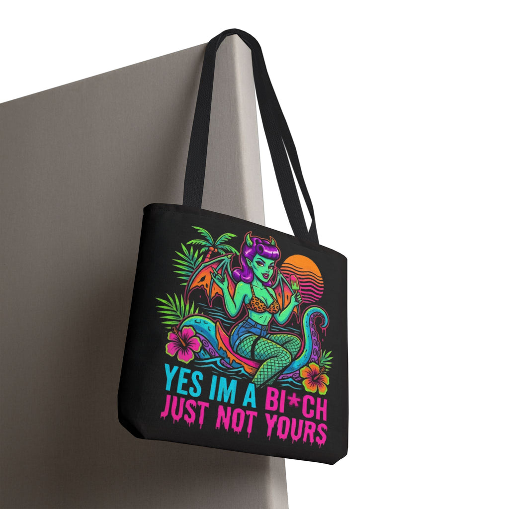 Yes I'm a Bi*ch Tote Bag — Retro Devil Girl LGBTQ+ Pride Beach Tote