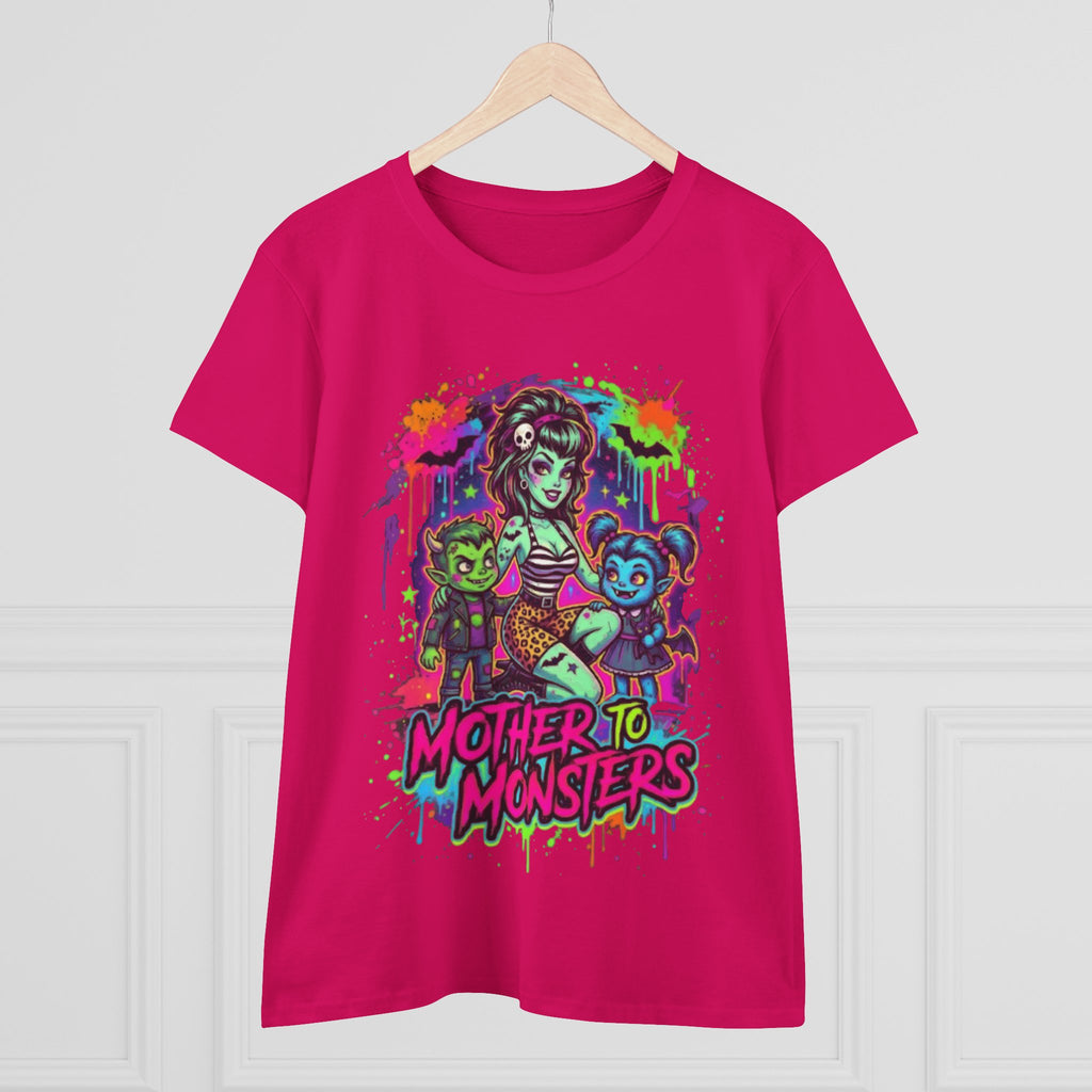 Mother to Monsters Tee — Neon Retro Mom & Kids Halloween Shirt