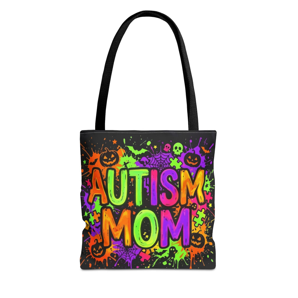 Autism Mom Tote Bag — Colorful Neon Halloween Awareness Shopper