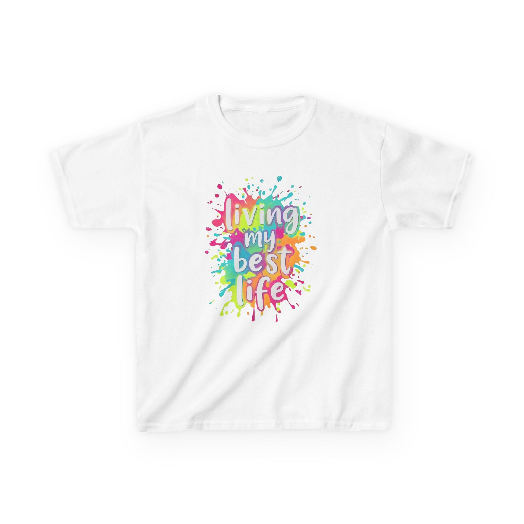 Kids T‑Shirt — "Living My Best Life" Colorful Paint Splash Tee