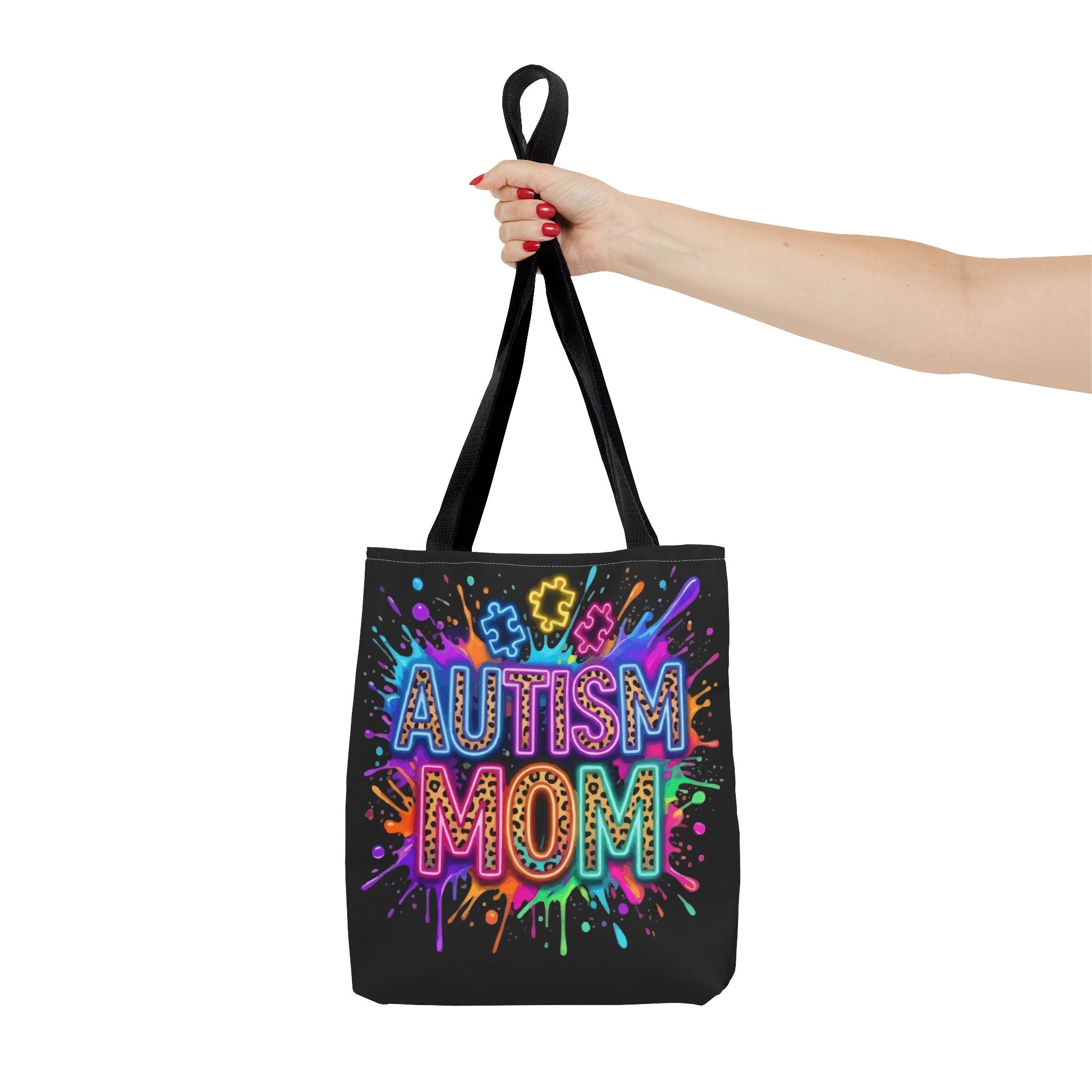 Autism Mom Tote Bag — Colorful Puzzle Piece Awareness Shopper