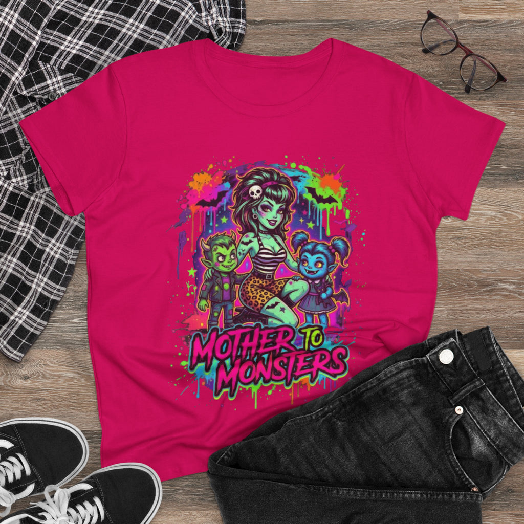 Mother to Monsters Tee — Neon Retro Mom & Kids Halloween Shirt