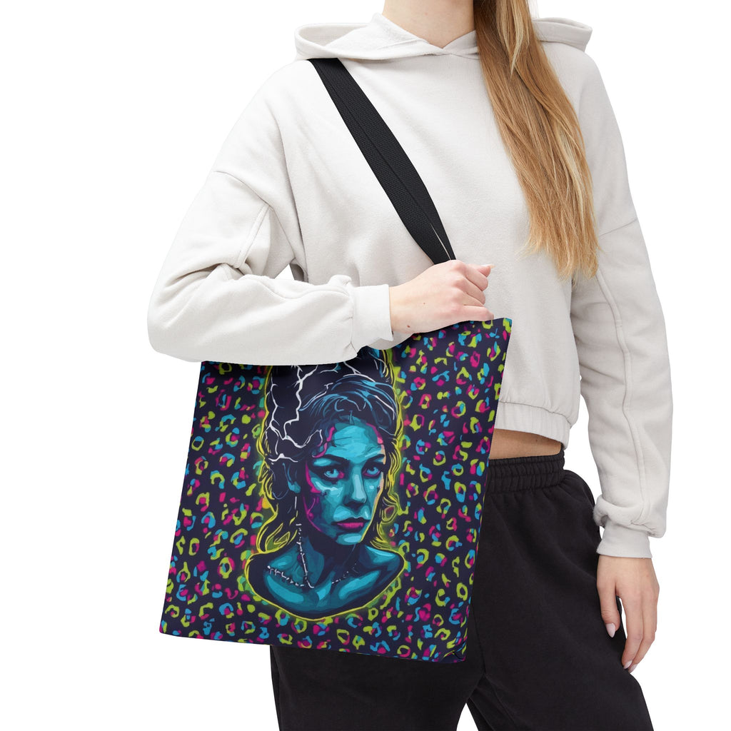 Neon Bride of Frankenstein Tote Bag - Retro Pop Art All-Over Print