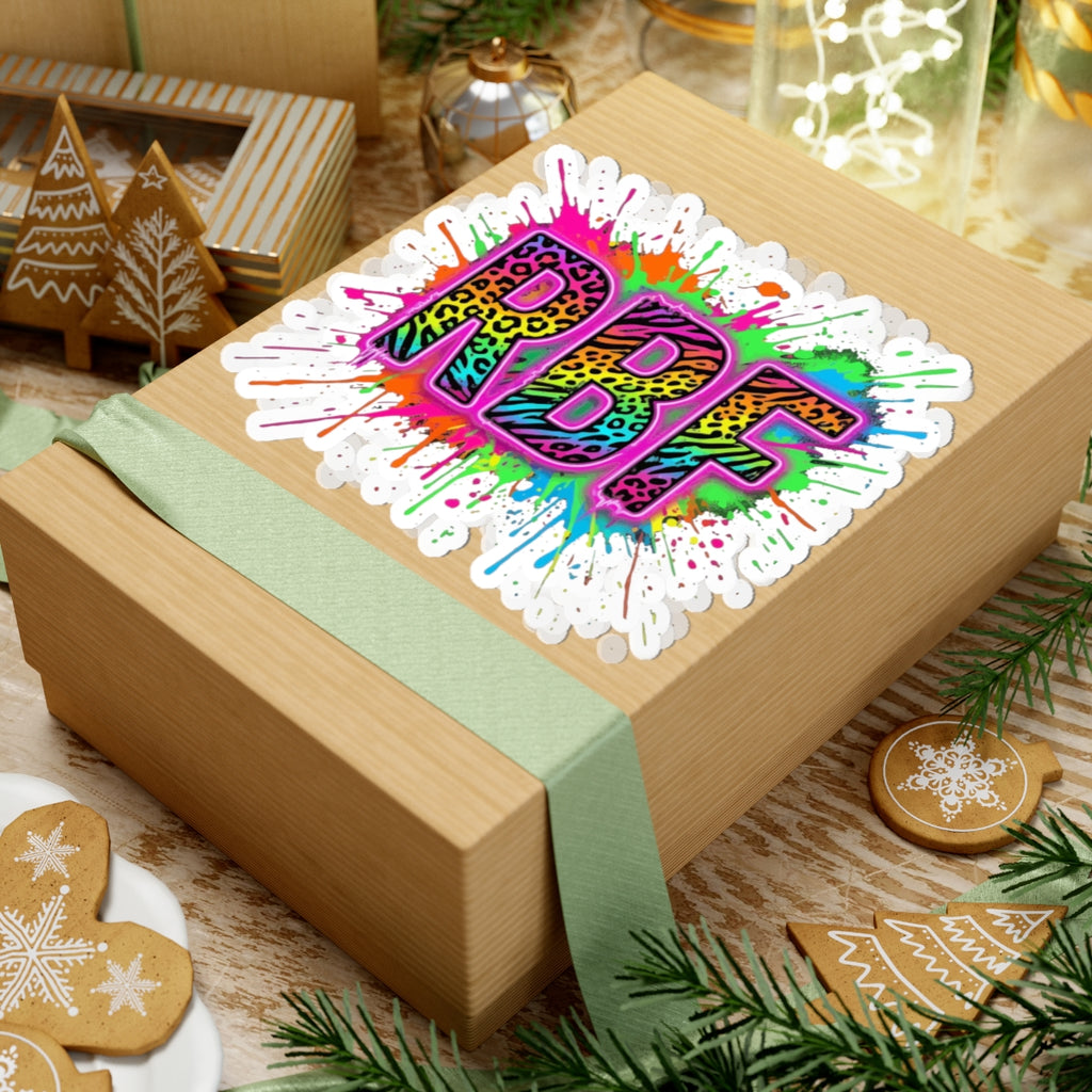 RBF Neon Leopard Splash Kiss-Cut Sticker — Colorful Laptop Decal