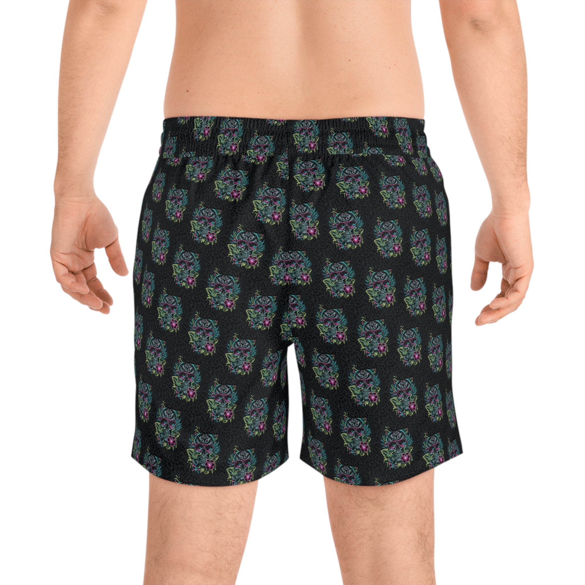 Neon Skull Floral Swim Shorts