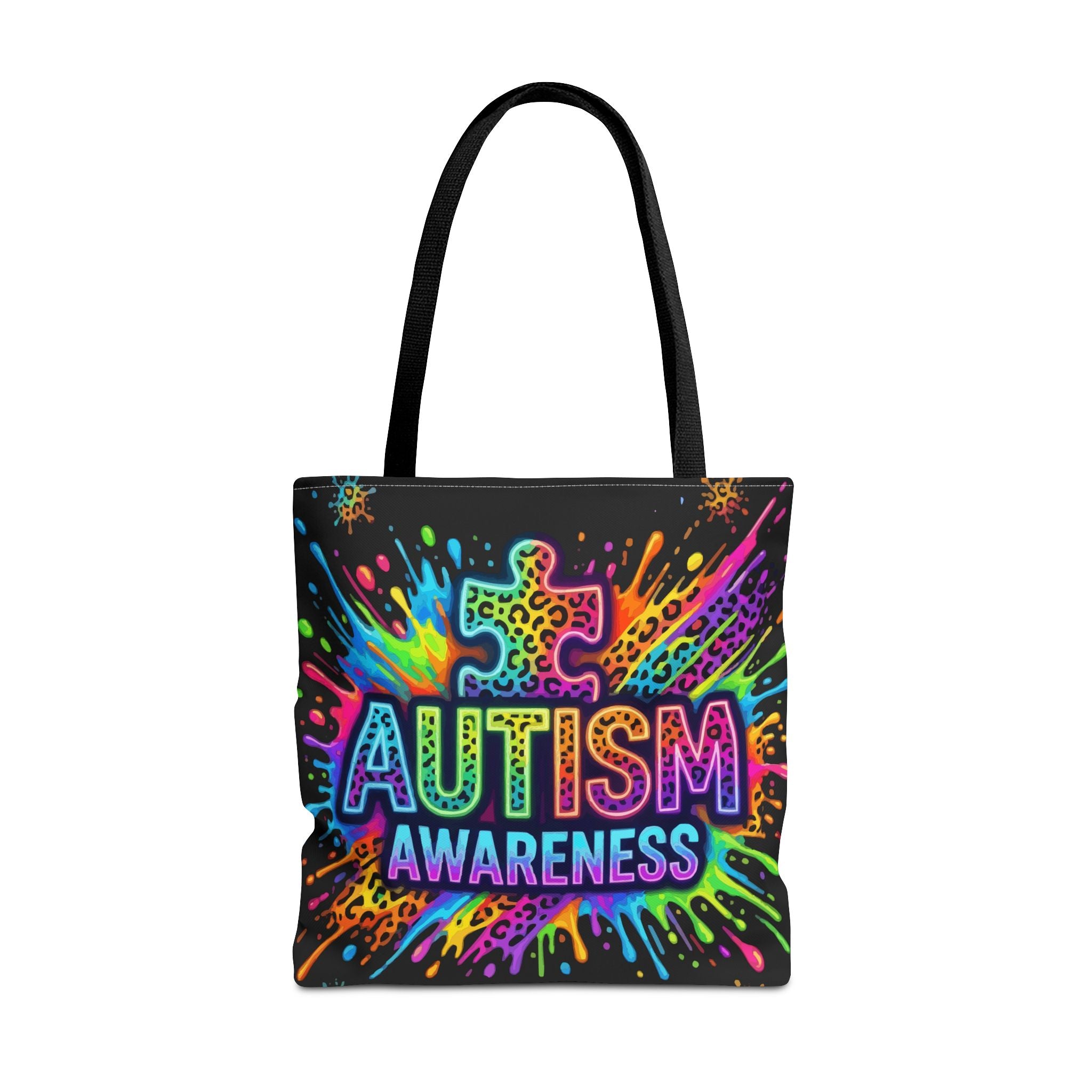Autism Awareness Tote Bag — Colorful Puzzle Splash Eco Shopper