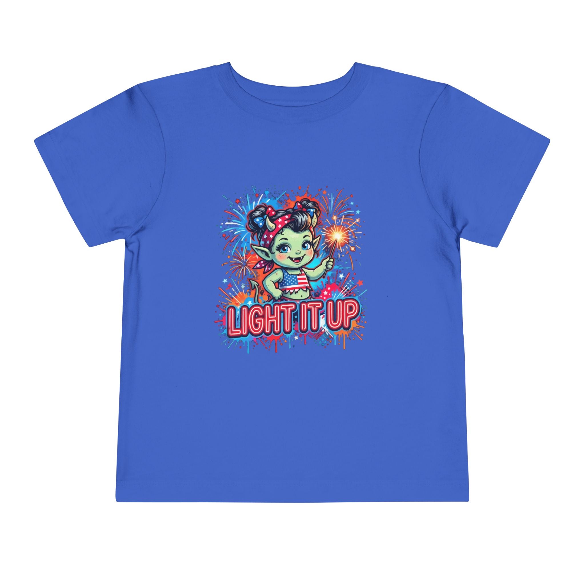 Toddler Tee — Cute Firework Monster "Light It Up" Graphic Shirt