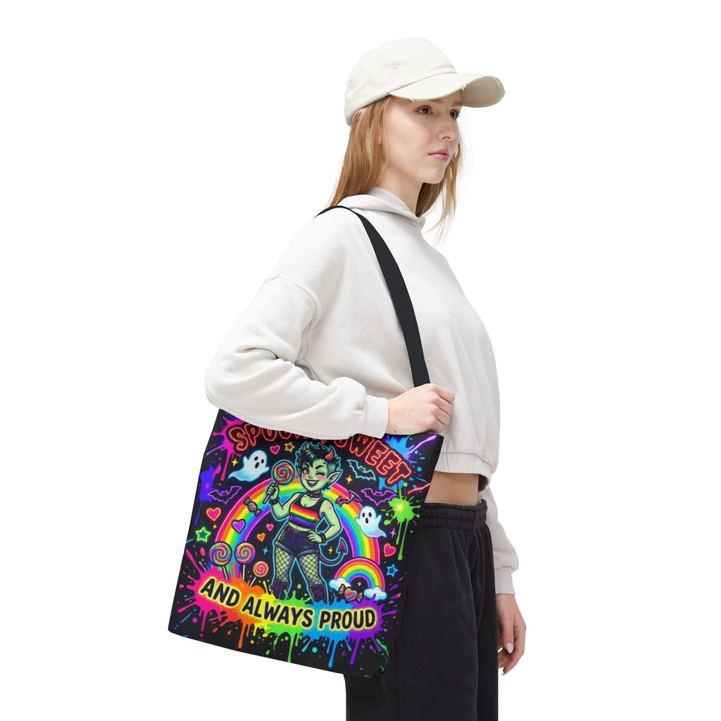 Spooky, Sweet and Always Proud Rainbow Goth Tote Bag