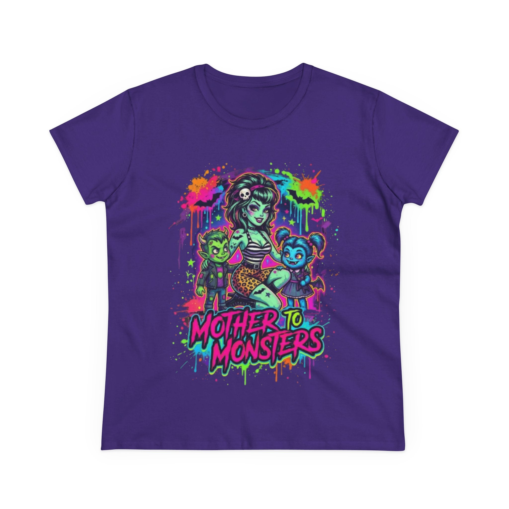 Mother to Monsters Tee — Neon Retro Mom & Kids Halloween Shirt