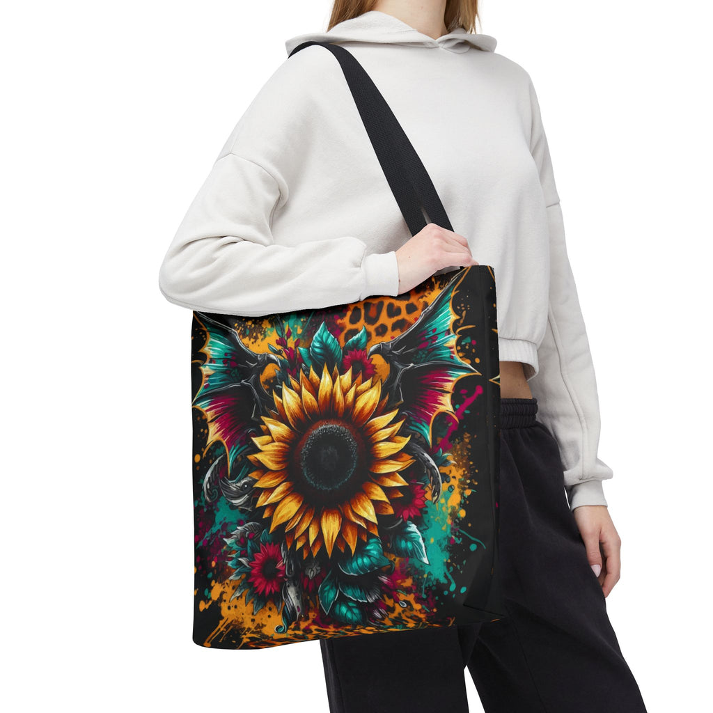 Sunflower & Leopard Print Tote Bag — Bold Floral AOP Carryall