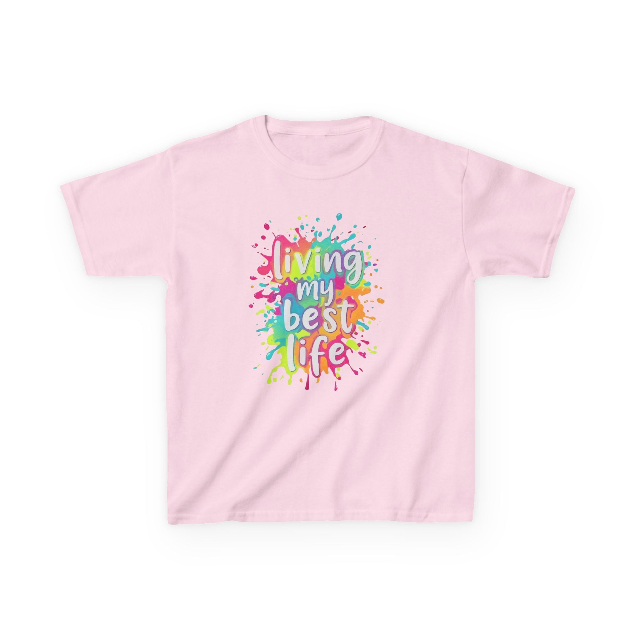 Kids T‑Shirt — "Living My Best Life" Colorful Paint Splash Tee