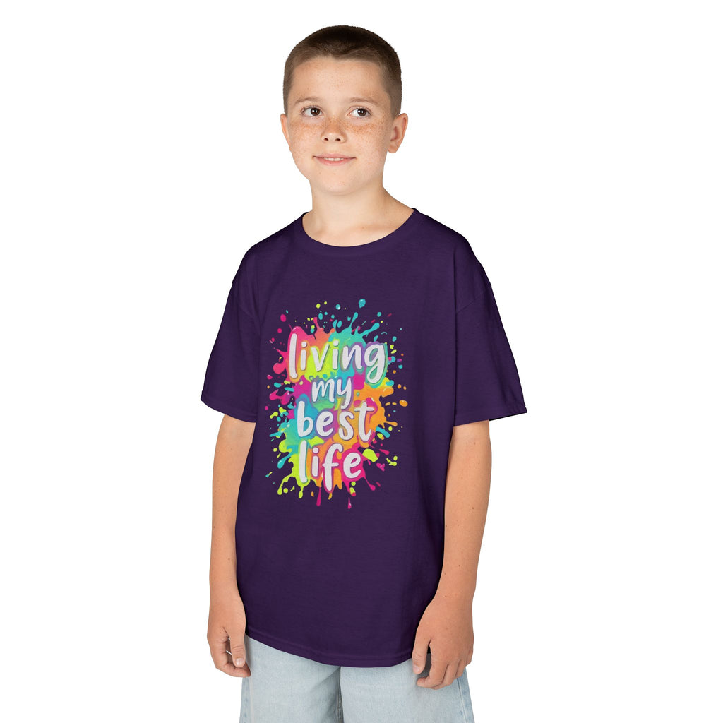 Kids T‑Shirt — "Living My Best Life" Colorful Paint Splash Tee