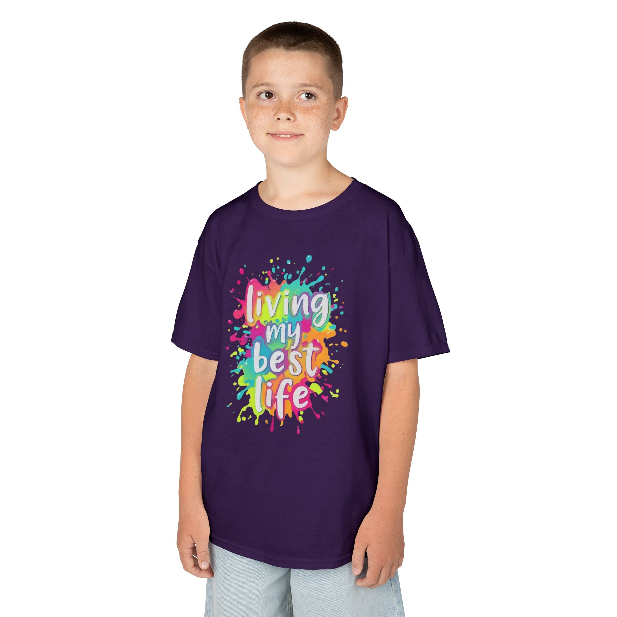Kids T‑Shirt — "Living My Best Life" Colorful Paint Splash Tee